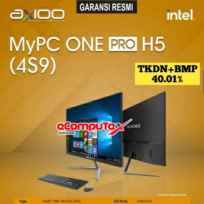 PC AIO AXIOO MYPC ONE PRO H5 (4S9) i5-8259U 4GB 1TB 21.5&quot;FHD TKDN RESMI