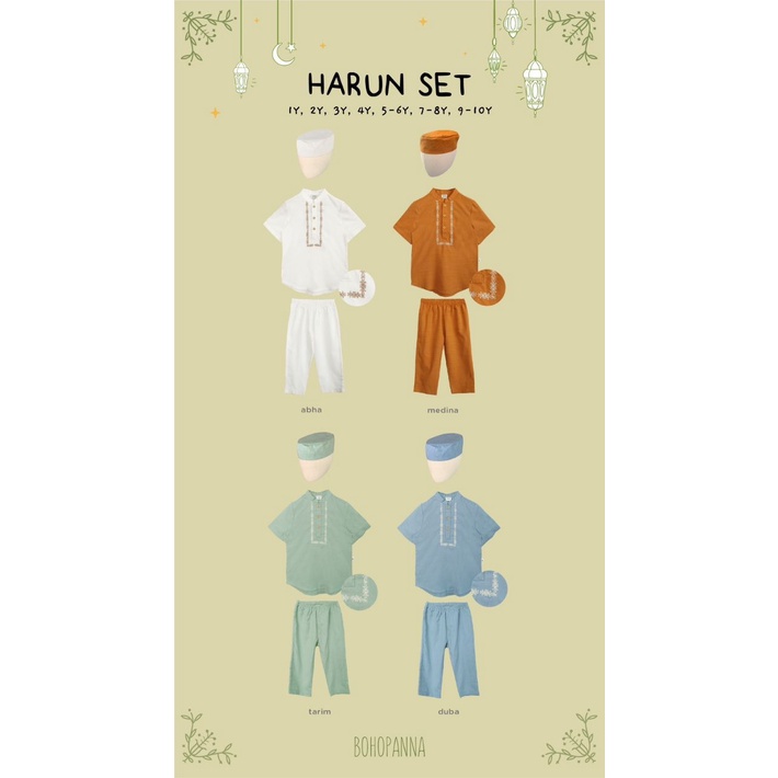 BOHOPANNA Harun Set - (Set Baju Koko Muslim + Peci)