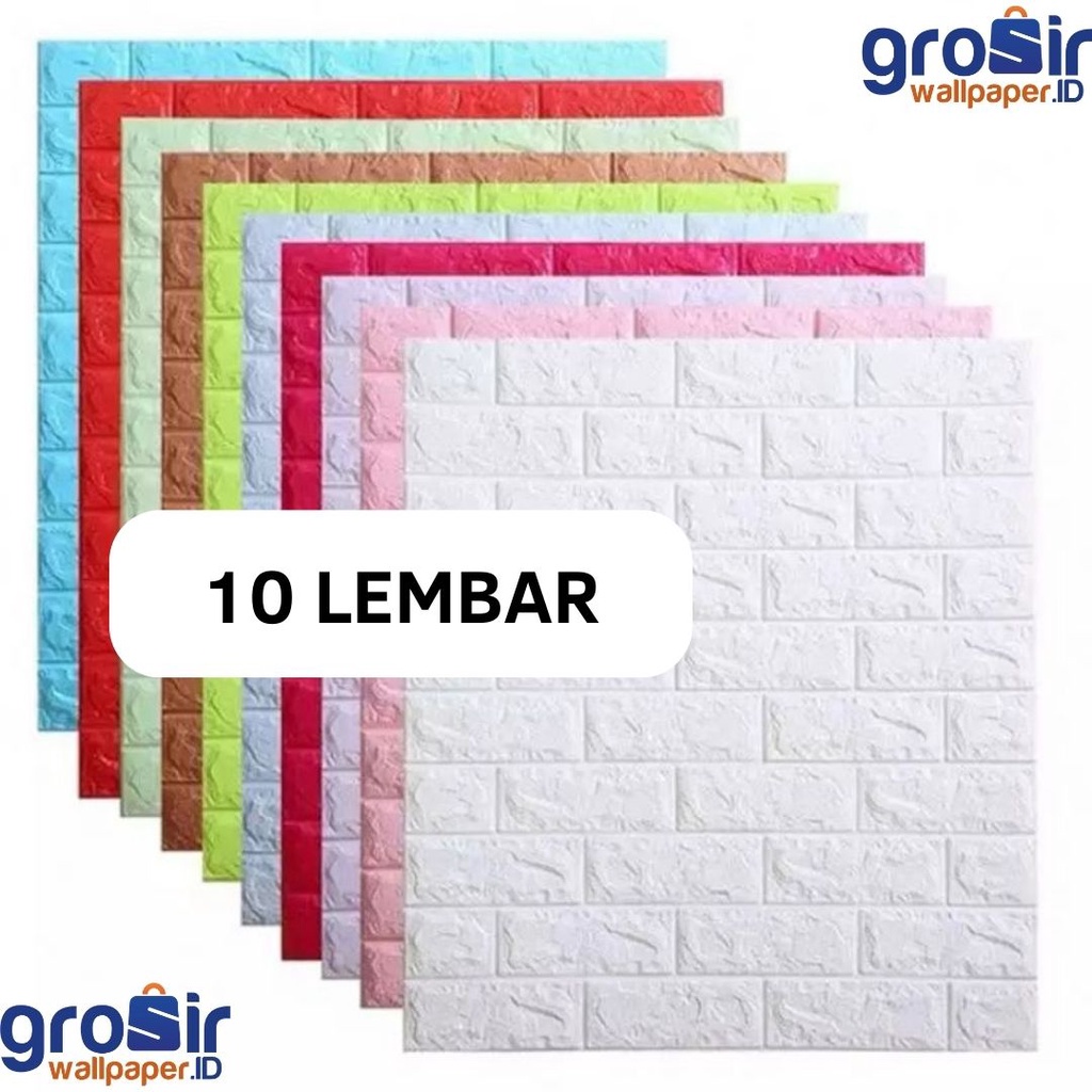 (10 Lembar) PERPAKET Wallfoam Motif Bata high quality 70CM X 77CM /Wallpaper 3D Motif Premium