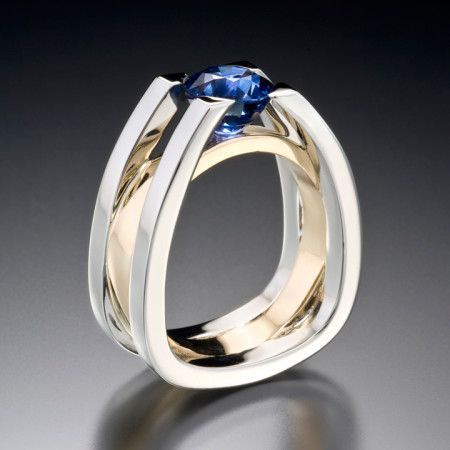 Goldkingdom Aksesoris Perhiasan Fashion Ready Stock Bertatahkan Safir Zirkon Cincin Emas 18k Ganda-Warna Di Eropa Dan Amerika.