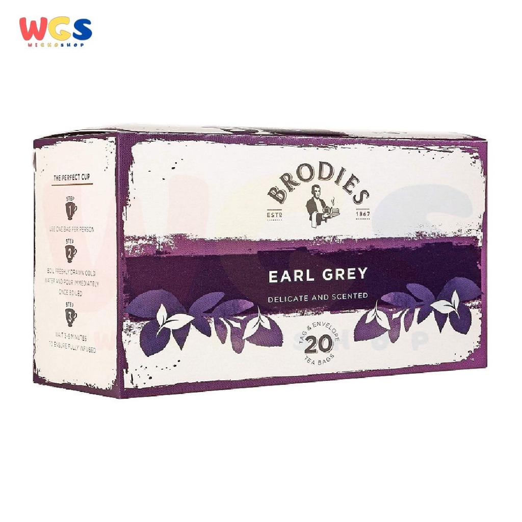 Brodies 1867 Earl Grey Tea Refreshing Drink Elegant Citrus Taste 20s