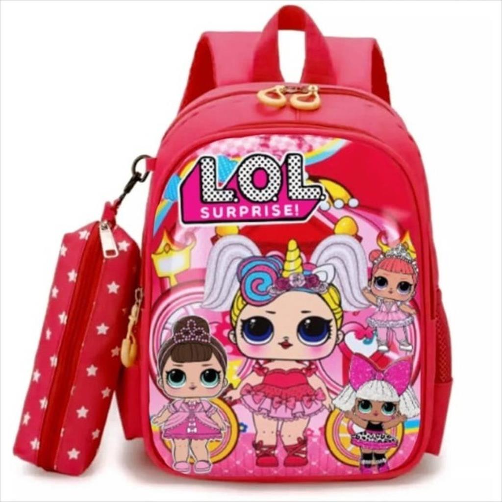 OTS 775 - Ransel LLSURPRISE Tas Ransel Sekolah Anak Perempuan PAUD TK SD Karakter Kartun Free Tempat Pensil Terbaru Kekinian