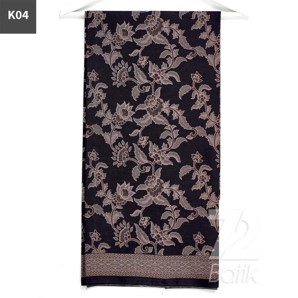 KAIN BATIK PREMIUM Katun Motif Kembang Tulip Warna Hitam 723279 Cap 72 Jarik Jarit Samping Kebat Panjang Batik Katun Modern Premium Bahan Seragam Batik Pernikahan Kantor Keluarga Murah Kamen Jadi Batik Bali Lembaran