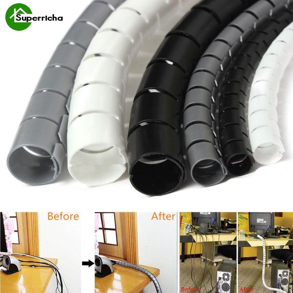 Hot Sale/Tabung Penyimpanan Kawat 2M/kabel Komputer Cords Sleeve Organizer Pipe/Spiral Wrap Winding Cable Wire Protector Cover/Flexible Spiral Management Device