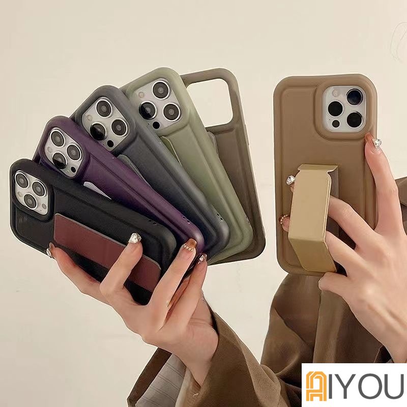 IPHONE Tali Jam Tangan Band Hand Holder Phone Case Untuk Iphone13 12 11 14 Pro Max X XS Max XR 78 Plus Soft Warna Solid Soft Silicoen Cover