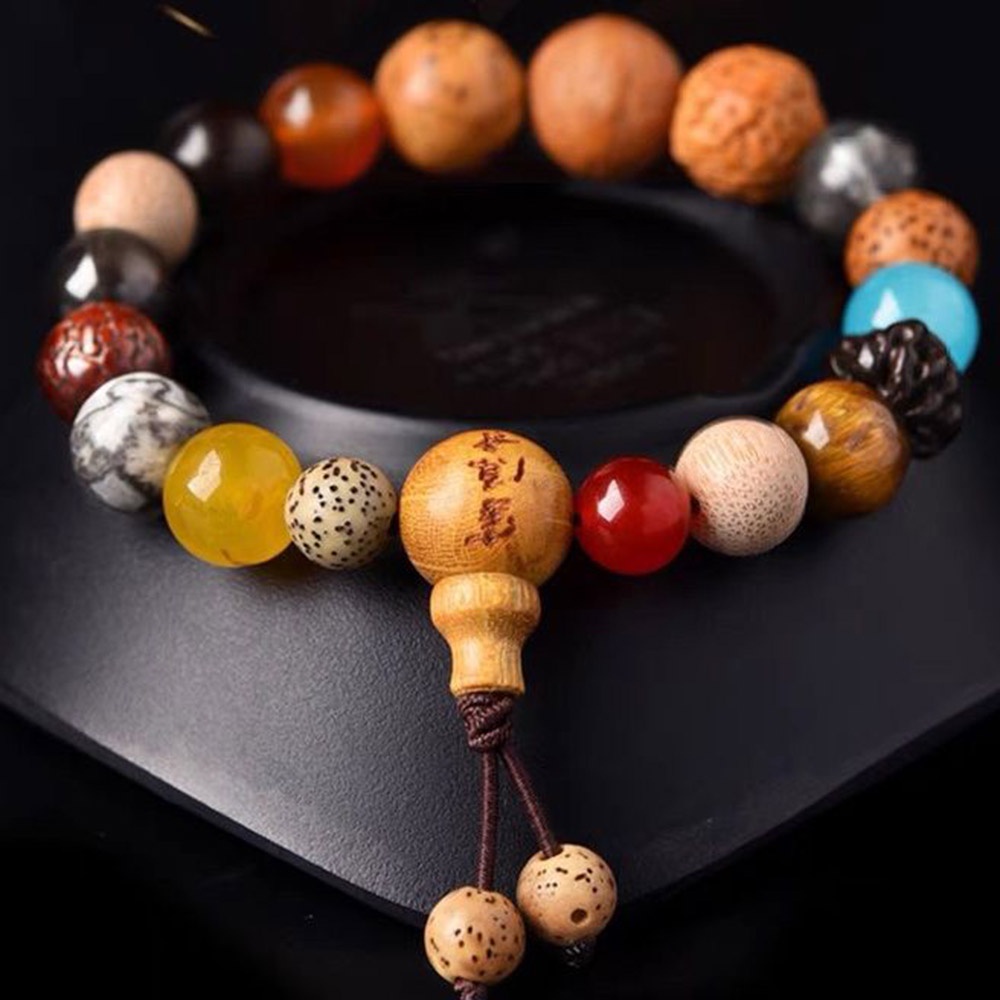 Gelang Tasbih Buddha 18biji Perhiasan Meditasi Kayu Bodhi