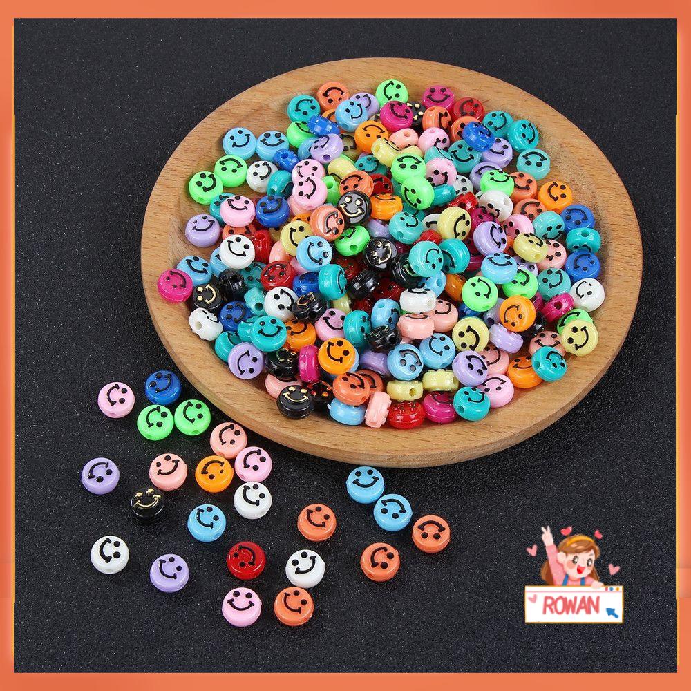 R-flower 100PCS Spacer Beads Baru Campur Handmade DIY Membuat Perhiasan Scrapbook Wajah Tersenyum Polymer Clay