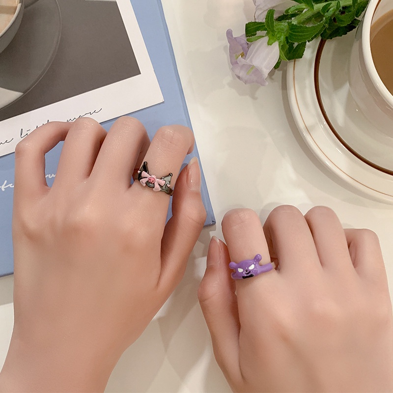 Gadis Fashion Ikatan Simpul Kelinci Cincin Paduan Cincin