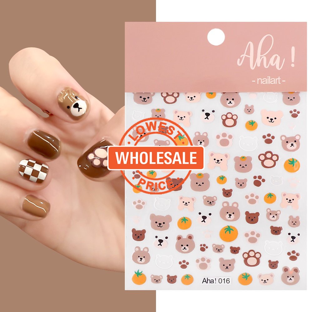 [Harga Grosir] [Unggulan] 1PC Hewan Yang Indah Bunga Kuku Decals Gaya Korea Sederhana Lucu Stiker Kuku Puppy Bear Kelinci Nail Art Sickers DIY Manicure Dekorasi