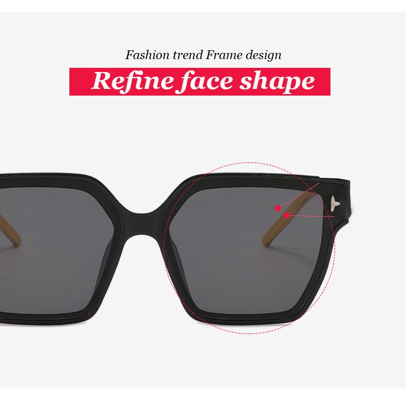 Kacamata Hitam Oversize Korea Untuk Wanita Fashion Square Frame Shades