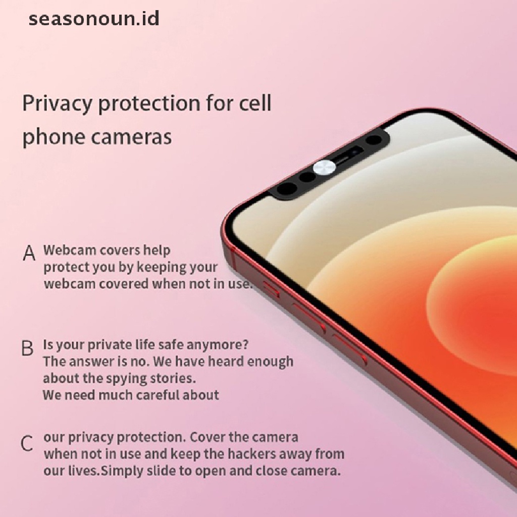 Seasonoun Aksesoris Antispy Metal Webcam Cover Privasi Topi Kamera Depan Slider Lensa Stiker Untuk iPhone X XS 11 12 ProMax Mini.