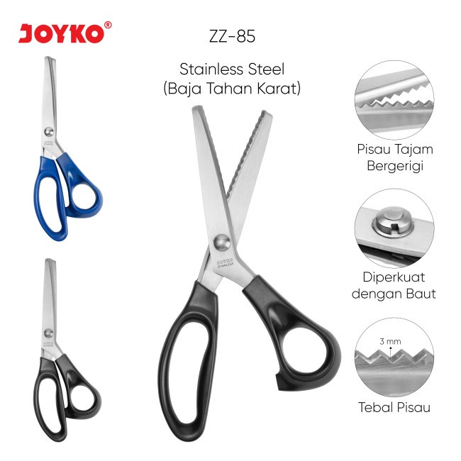 

Gunting Zig Zag Joyko ZZ-85 Gunting Bergerigi Scissors kain Kertas - Satuan- SHSNP