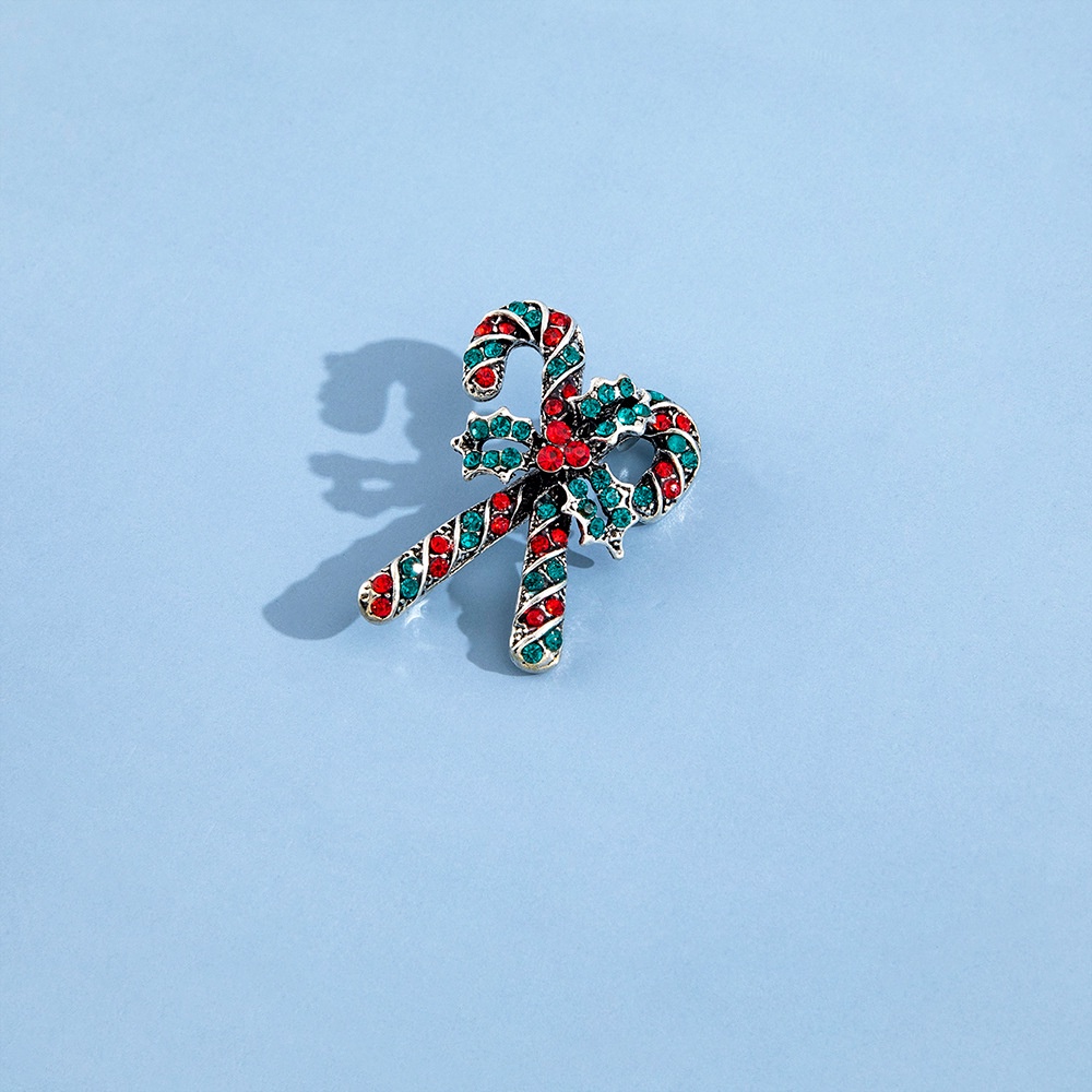 Modisfashion Natal Bros Mode Retro Berlian Permen Tebu Kreatif Brooch Pin Pakaian