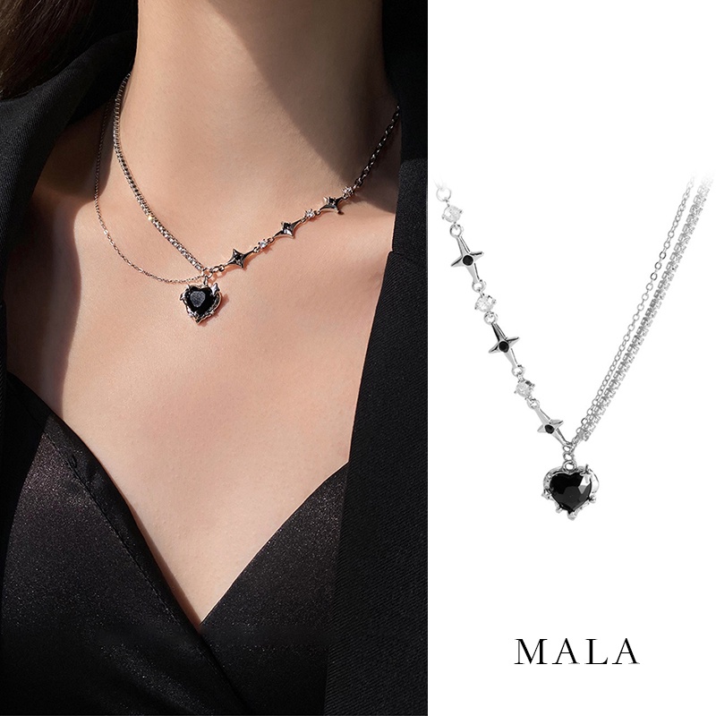 Manis Dan Keren! Edgy Kalung Bentuk Hati Warna Hitam Untuk Anak Perempuan