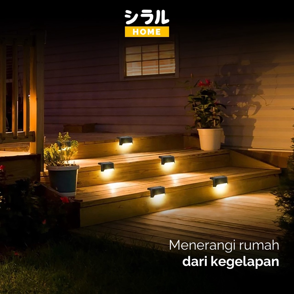 Lampu Taman Pagar Tangga Tenaga Matahari Lampu Siku taman Tenaga Surya (ISI 4 PCS) Lampu Solar Waterproof IP65 Warm White 4 PCS LED Solar Lamp Path Stair Outdoor Waterproof Wall Light Garden Landscape Step Deck Lights Balcony Fence Solar Lights