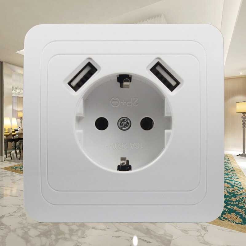 Kuubi Stop Kontak Dinding USB Soket Listrik Square Wall Socket - B001 ( Mughnii )