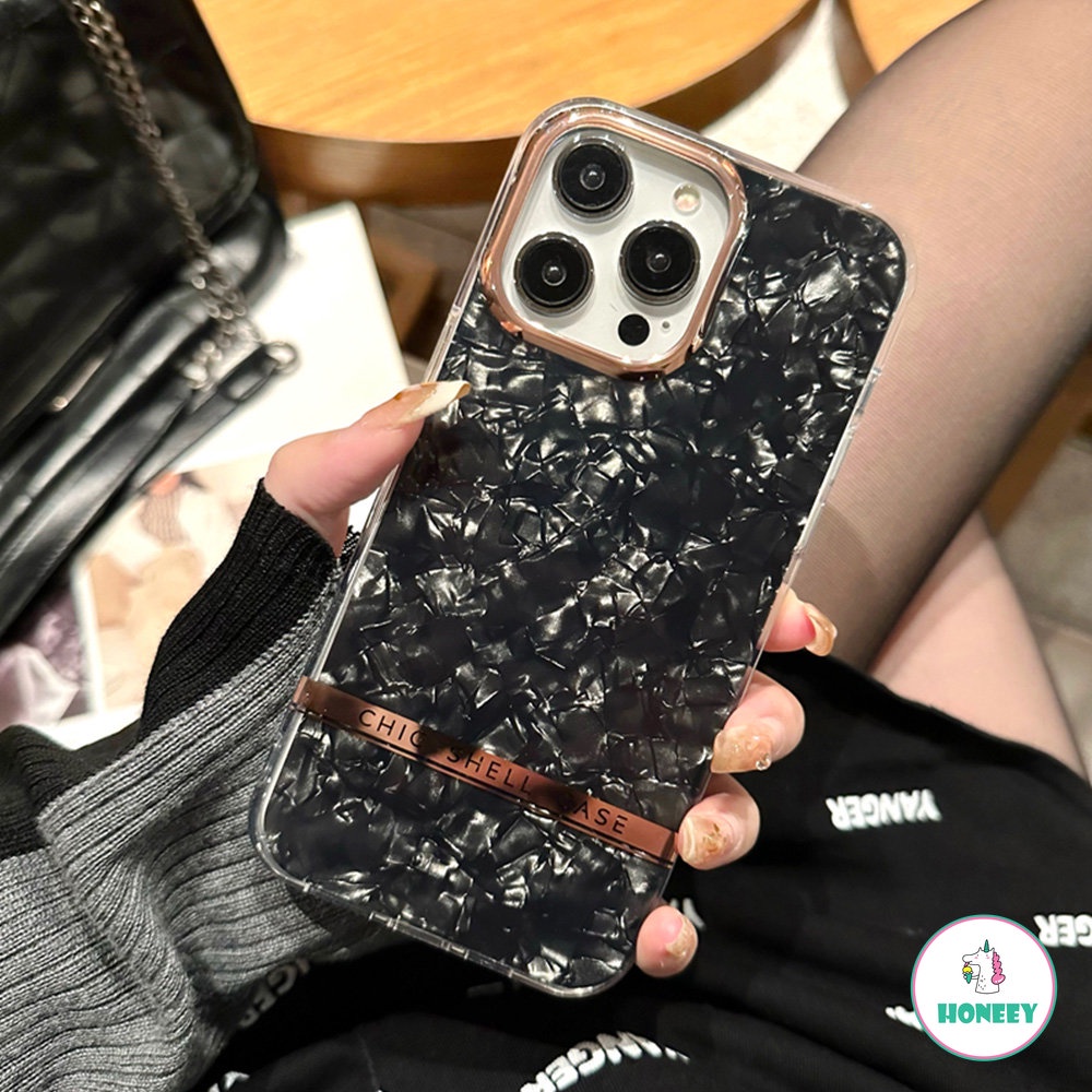 Glitter Dream Shell Marble Phone Case Kompatibel Untuk iphone 14 Pro 12 13 14 11 Pro Max Shockproof Soft Bumper IMD Penutup Belakang