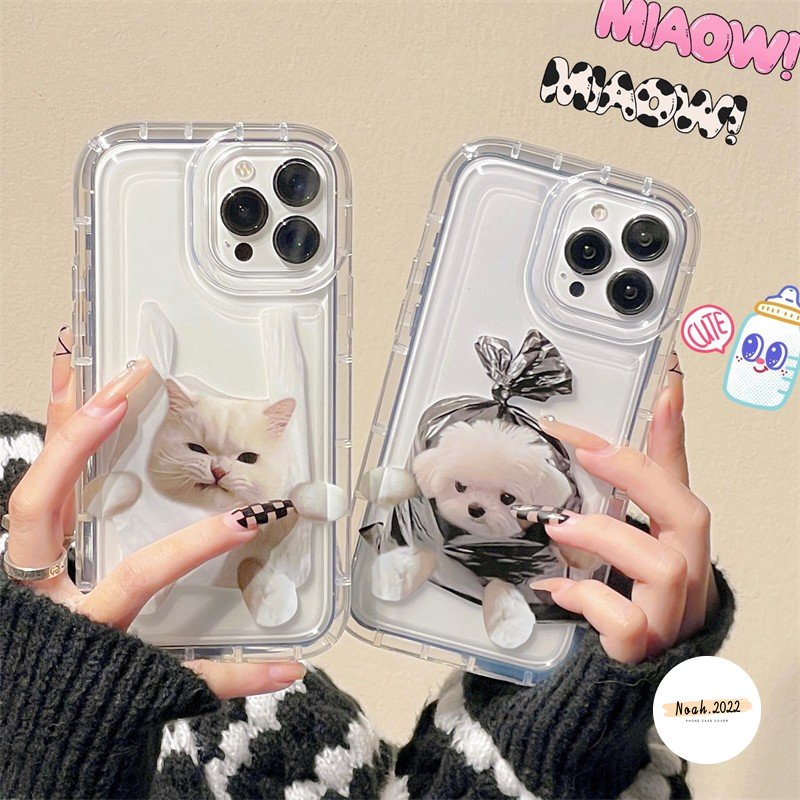 Couple Case Untuk Samsung A04 A03s A20 A50 A04s A02s A23 A04E A13 A12 A50s A32 A52 A30s A30 F23 A52s A11 A03 M23 M13 Lucu Kartun Kucing Anjing Airbag Shockproof Bening Lembut TPU Cover