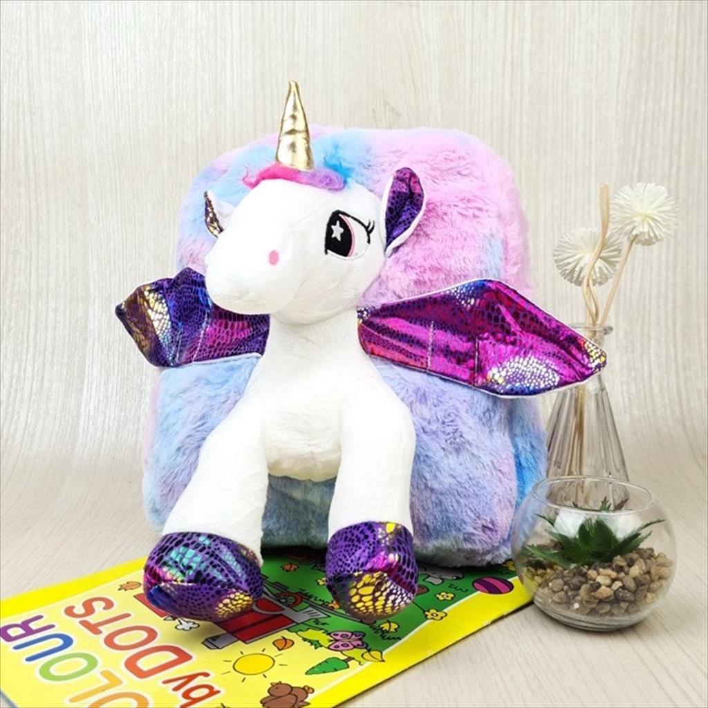 MJS 790 - Ransel Anak Boneka Bulu Unicorn Tas Punggung Backpack Anak Sekolah Ngaji SD TK PAUD