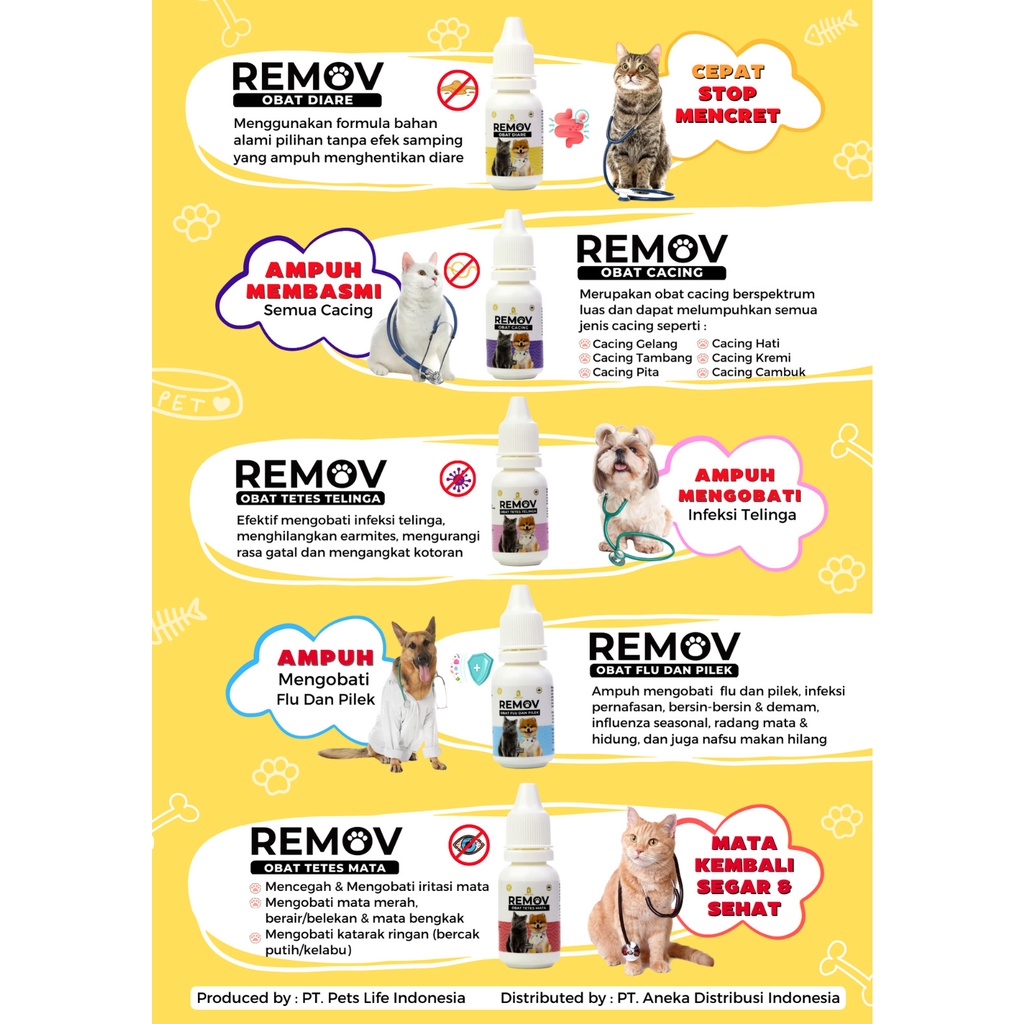 REMOV - Spray Kutu / Obat Diare , Cacing , Tetes Telinga