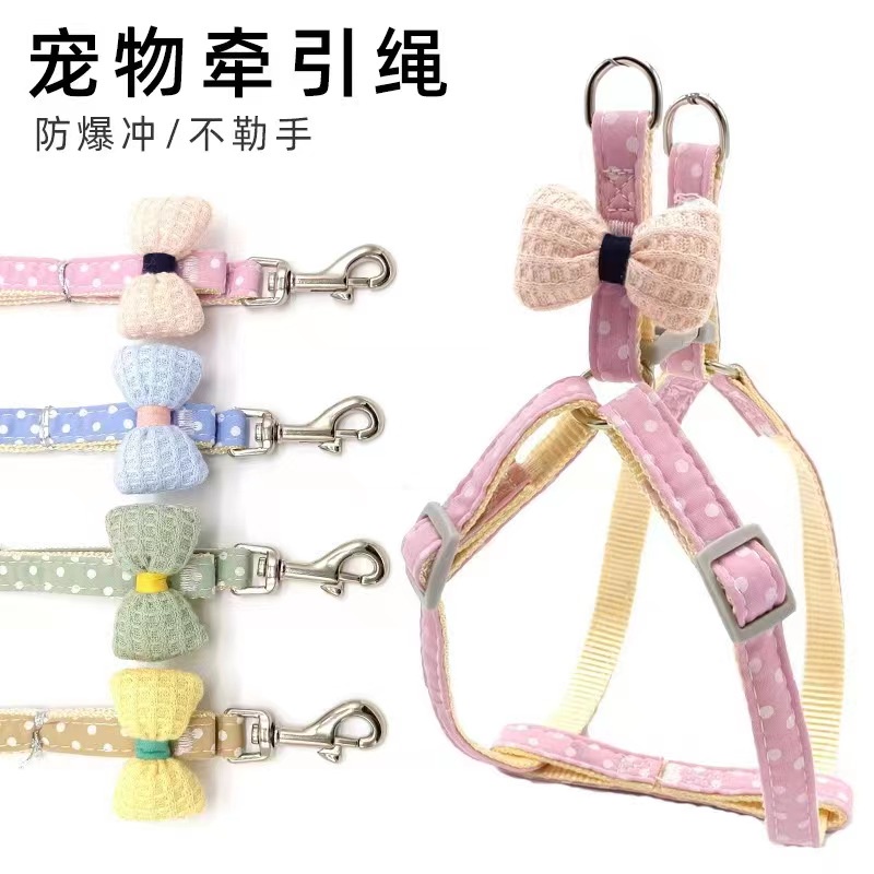 Set Tali Tuntun Hewan kupu kupu gaya Korea lucu untuk Anjing Kucing/Tali Tuntun Kucing Anjing/pet leash