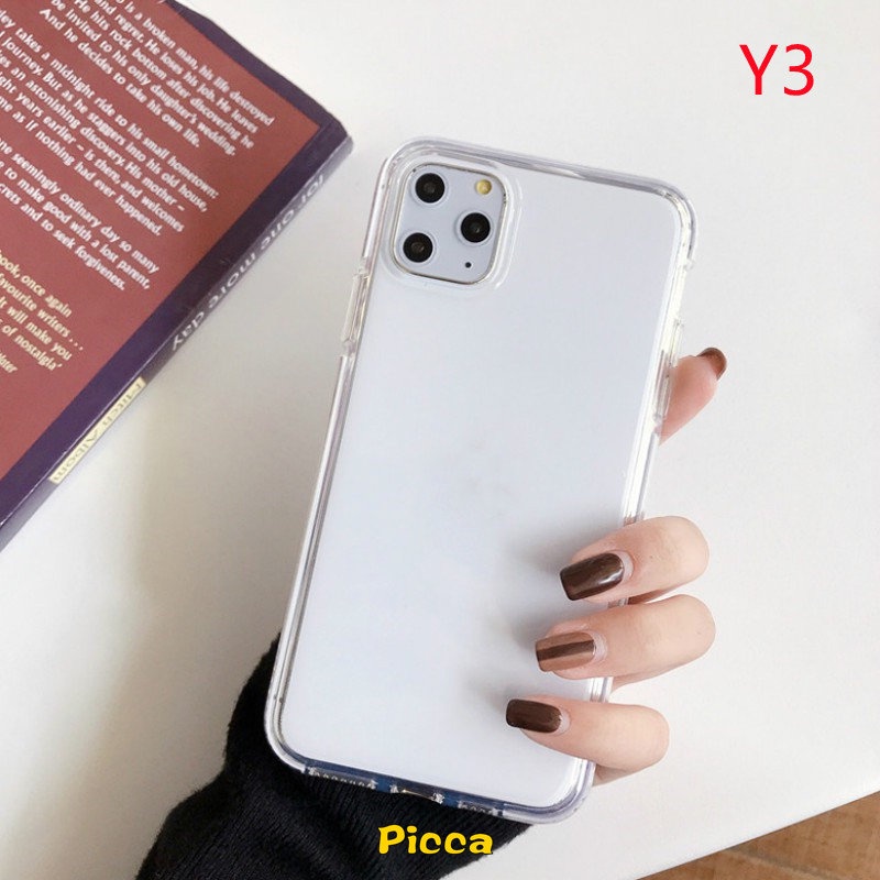 IPHONE Bingkai Warna Permen Sederhana Casing Ponsel Tahan Guncangan Kristal Untuk Iphone11 12 13 14 Pro Max XR Xs Max X 6s 6 8 7 Plus SE 2020 Ultra Slim Anti Jatuh Lembut TPU Penutup Belakang