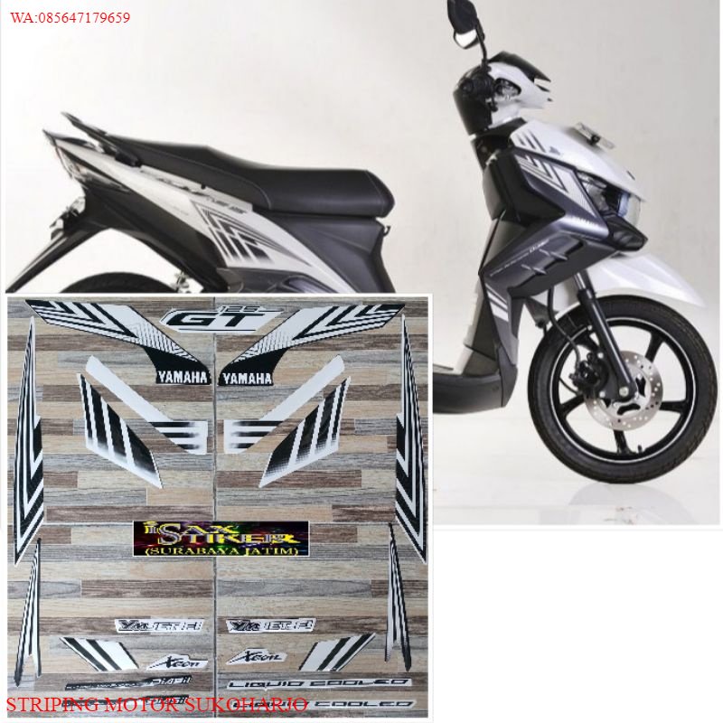 (ORI) striping original Yamaha Xeon GT 125 putih tahun 2014 2015 KUALITAS ORIGINAL TERMURAH