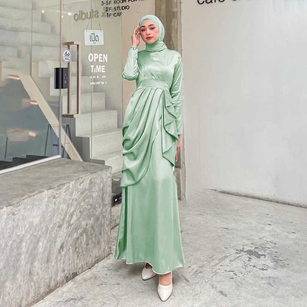 Gamis Rabbani Terbaru 2023 Zaina Dress Baju Lebaran Brukat Tile Remaja Dewasa Seragam Pesta Wanita M