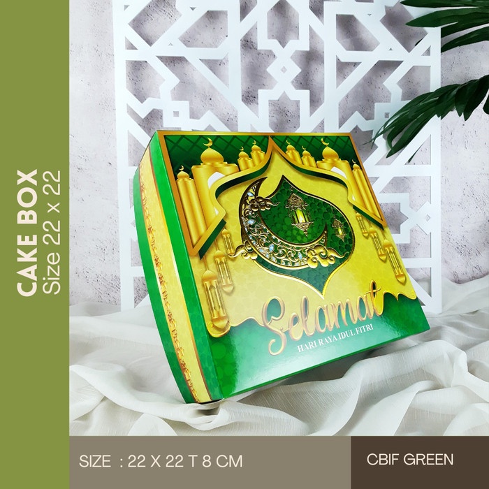 

Cake Box Lebaran 22 x 22 Hampers Kotak Packaging Idul Fitri - GREEN