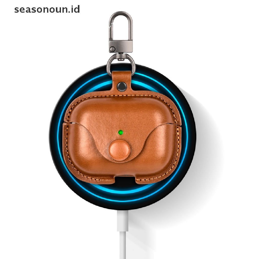 Seasonoun Leather Cover Pelindung Untuk Cas Kulit Bluetooth Wireless Earphone Case Leather Cover Earphone Tas Tali Headphone Case.