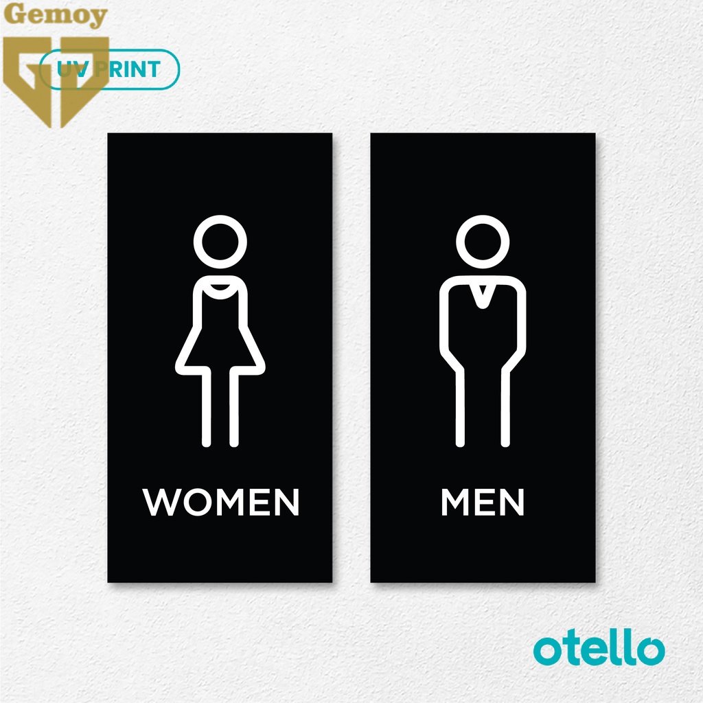 Otello Sign Toilet Pria Wanita Minimalist Signage Acrylic Modern Akrilik Label Tanda Nama Ruang Akrilik Restroom WC Men Women