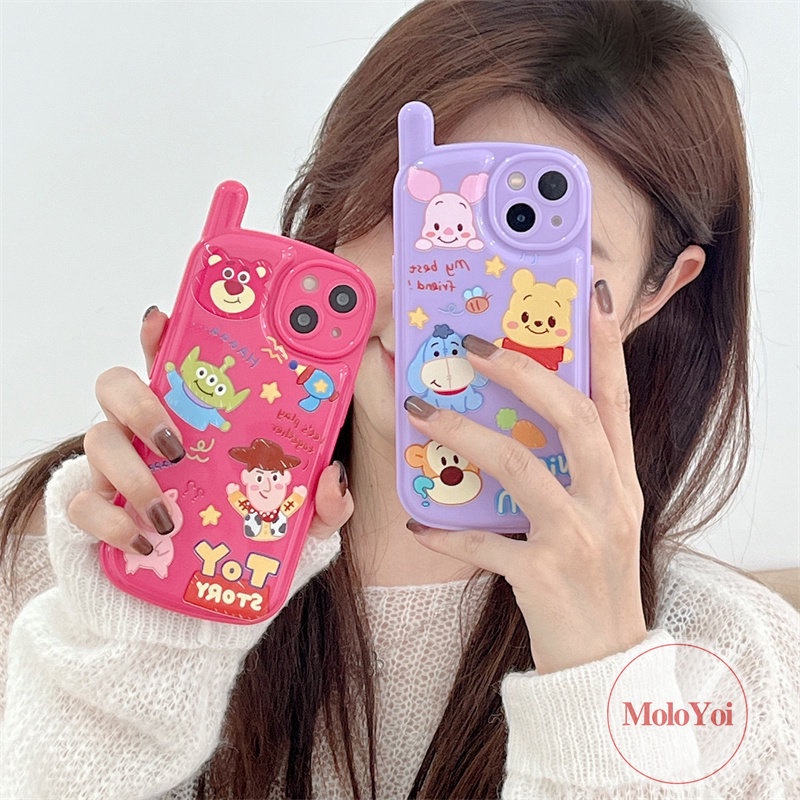 IPHONE Casing Case Winne The Pooh Kreatif Toy Story Kompatibel Untuk Iphone11 14 13 12 Pro Max7 8 Plus XR X XS MAX Kepribadian Retro Bentuk Ponsel Seluler Soft Cover