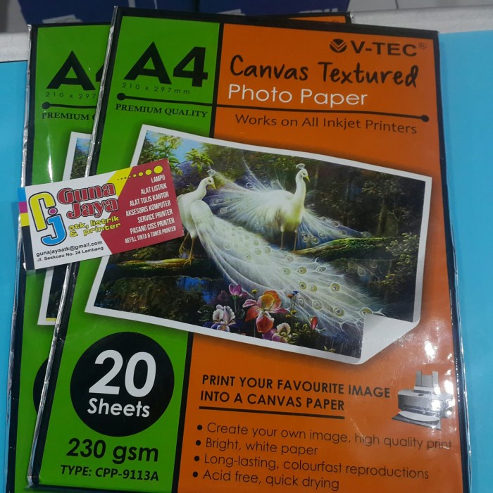 

V-Tec Canvas Textured Photo Paper A4 230gsm/Kertas Foto Kanvas