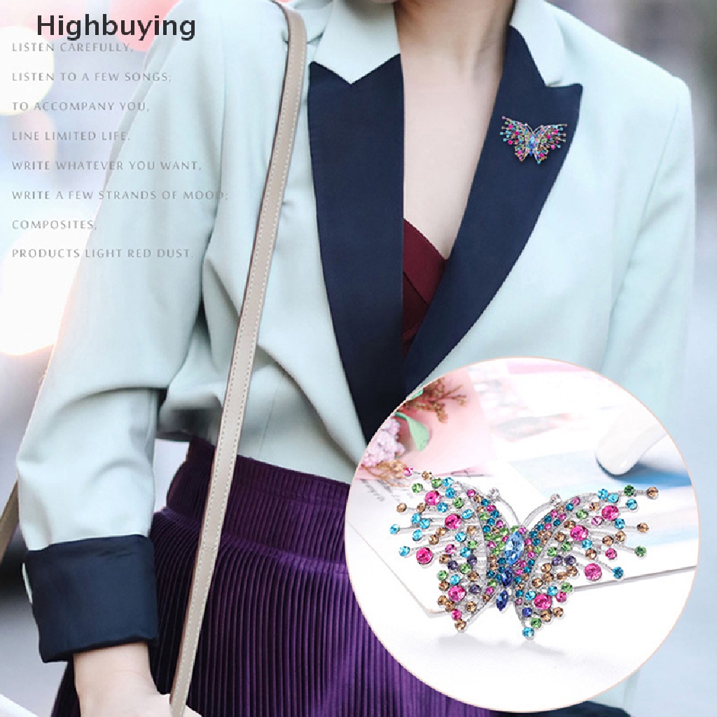 Hbid Bros Kupu-Kupu Berlian Imitasi Warna-Warni Untuk Wanita Lucu Serangga Coat Brooch Pins Glory