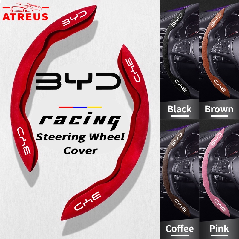 Byd Atto 3cover Pelindung Setir Mobil Balap Suede Steering Wheel Cover Anti Slip Serap Keringat Untuk Atto3 yuan plus