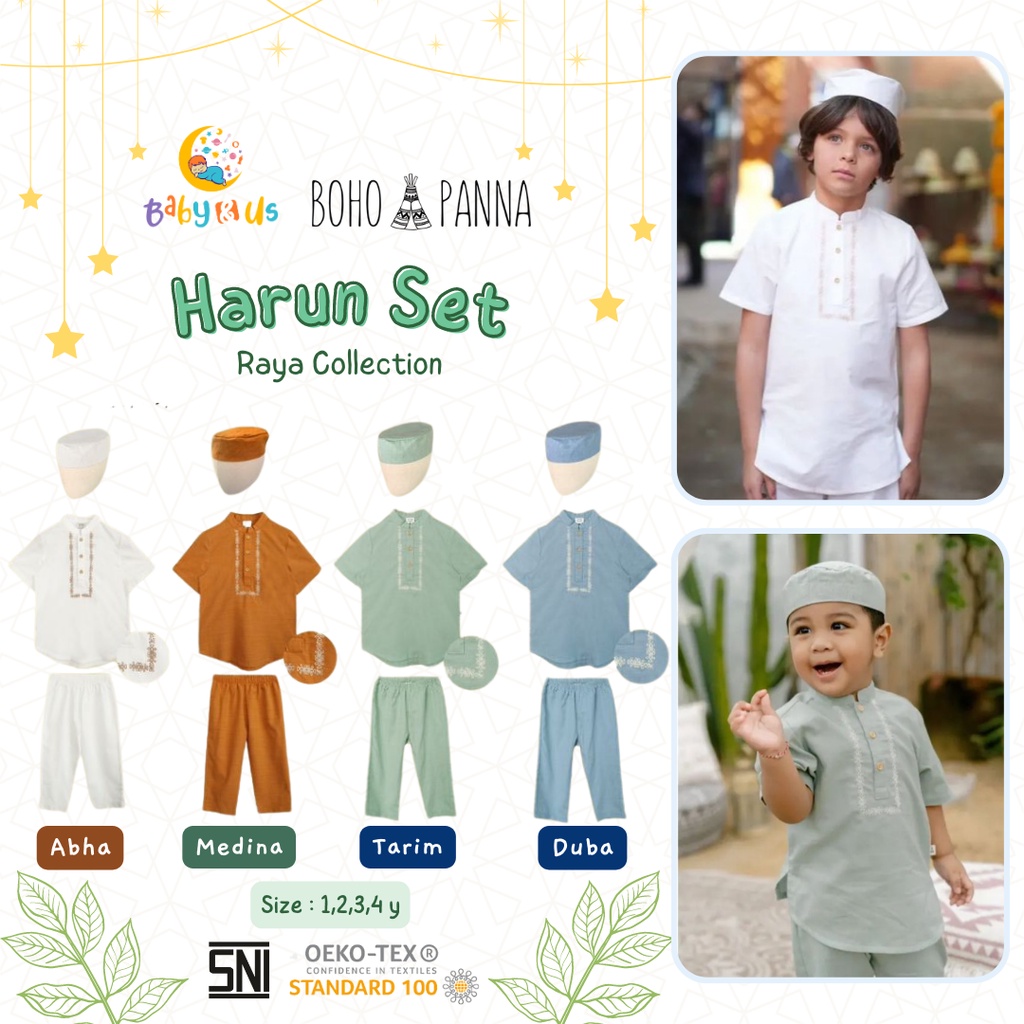 BOHOPANNA Harun Set - (Set Baju Koko Muslim + Peci)