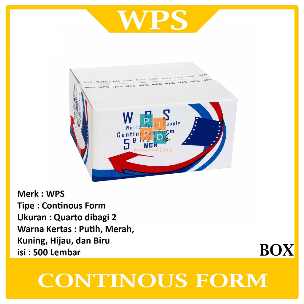 

WPS Continous Form 5 Ply 9 1/2 x 11/2 ( Quarto dibagi 2 ) NCR