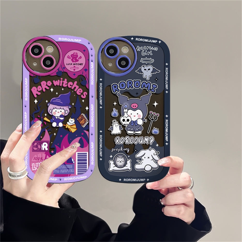 IPHONE Case Kompatibel Untuk Iphone14 14 Pro 14 Pro Max12 12PRO 11PRO MAX IPhone11 ProMax X XR XS MAX 6 6S 7 8 Plus SE 2020 Halloween Witches Dan Kuromi Bening Lembut TPU Case Binteacase