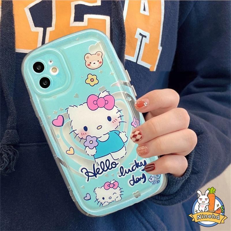 IPHONE Casing Kompatibel Untuk Iphone14 13 12 11 Pro Max X Xr Xs Max8 7 6 6s Plus SE 2020 Kartun Lucu Kt Kucing Coulomi Phone Case Simple Canggih Silikon Anti Jatuh Case Protection Cover