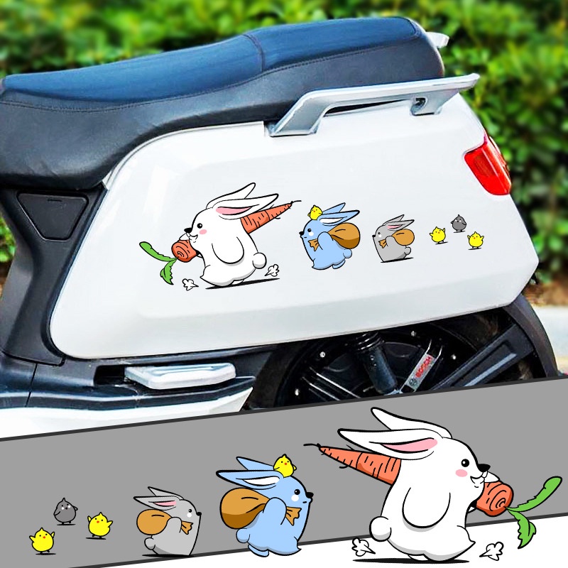 Stiker Mobil Kartun Lucu Stiker Hias Mobil Kelinci Lucu Ayam Decals Electromobil Helm Stiker Untuk Mobil Truk Motor