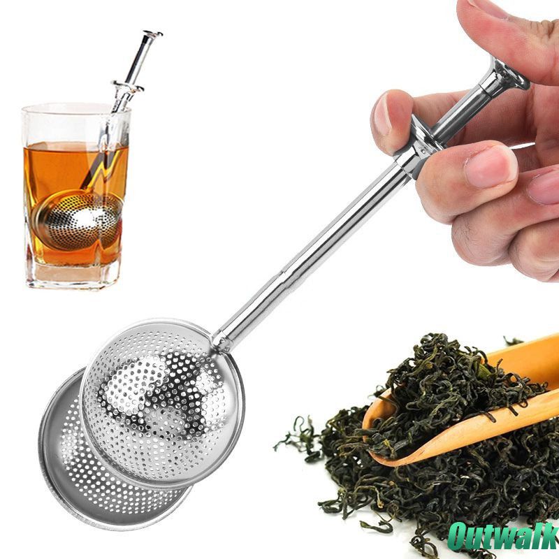 ღ Dapat Digunakan Kembali Teh Infuser Saringan Stainless Steel Bola Teh Filter Gagang Panjang Daun Teh Saringan Kopi Herbal Spice Filter Diffuser minuman Teh Herbal Aksesoris