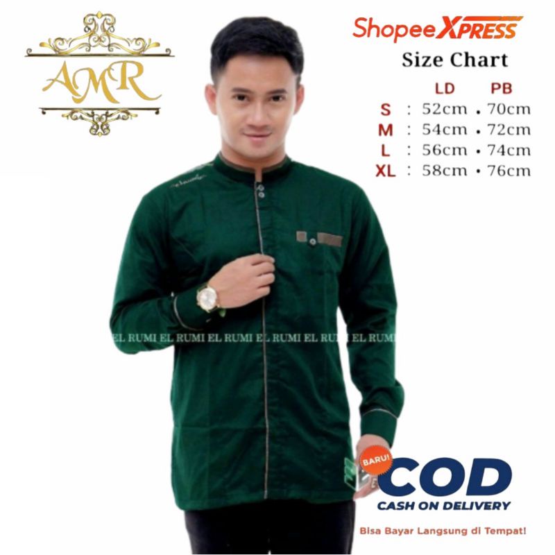 M Baju koko pria lengan panjang BAJU KOKO MUSLIM PRIA DEWASA LENGAN PANJANG KEMKO KOKO PUTIH HADROH 