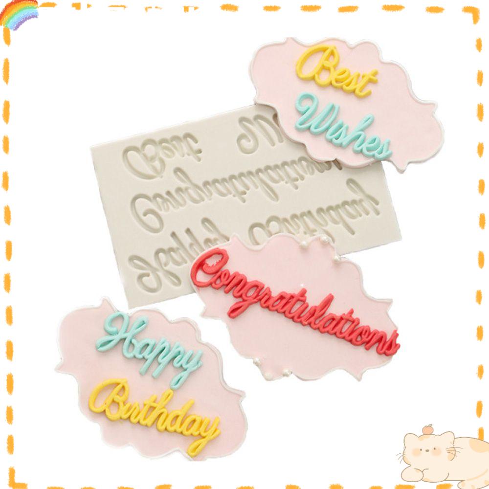 Solighter Huruf Cetakan Silikon Permen Polymer Best Wishes Fondant Happy Birthday Alat Dekorasi Kue