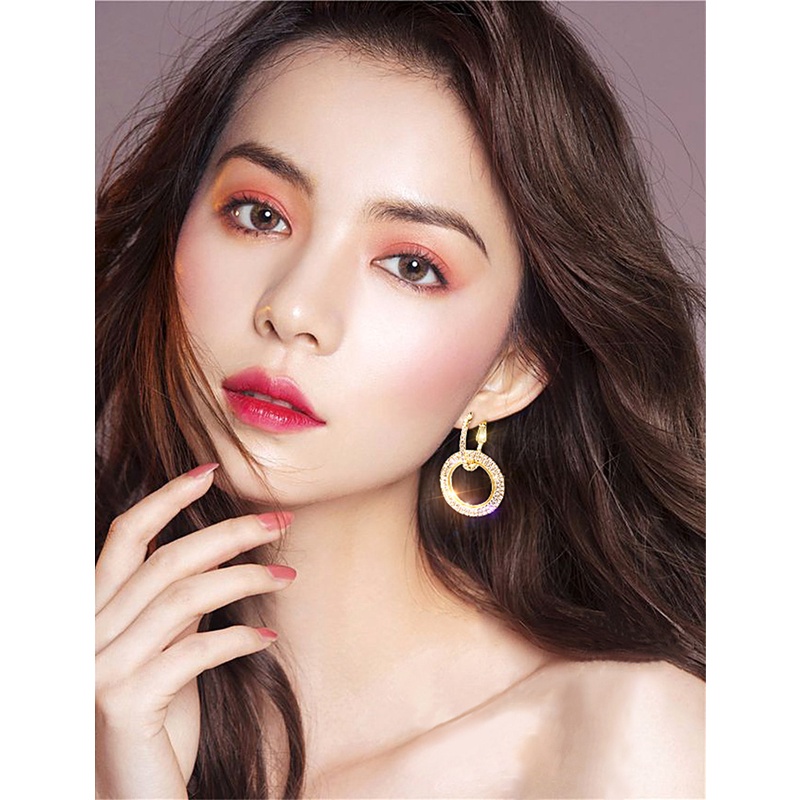 Tahun Gaya Baru Trendi High-End Lingkaran Geometris Anting Menjuntai Kecil Perempuan Korea Classy Influencer Earrings