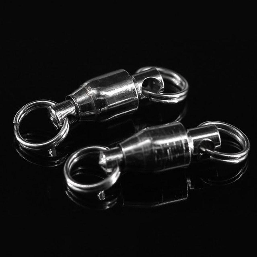 TOP 10pcs Konektor Memancing Rolling Swivel Tahan Lama Ukuran1# Kepada10# Tong Bearing Stainless Steel