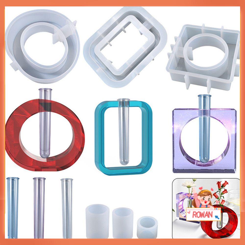 R-flower Vas Bunga Cetakan Silikon Dekorasi Rumah Penyimpanan Alat Membuat Perhiasan Pot Bunga Bulat Persegi Epoxy Resin Mold
