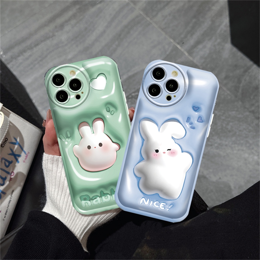 Casing Kartun Samsung A14 A04 A04S A13 A03 A03S A12 A52 A52S A21S A50 A50S A30S A20 A10S A10 A11 M11 J7 Prime J7 Pro J6Prime J6Plus Kelinci Lucu Bantal Udara TPU Phone Case Cover