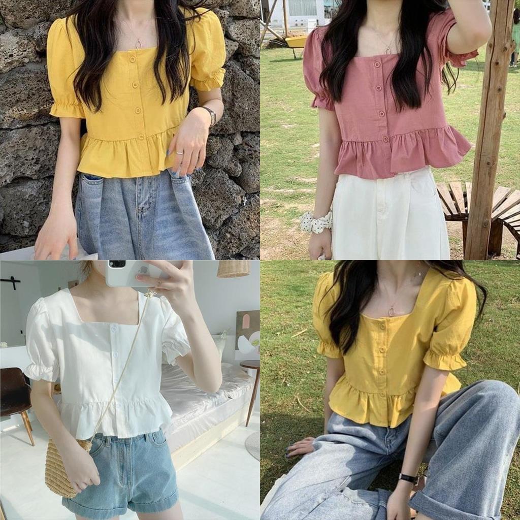 MJS 1.140 - Blouse Cany Crop Top Korean Fashion Pakaian Atasan Wanita Remaja