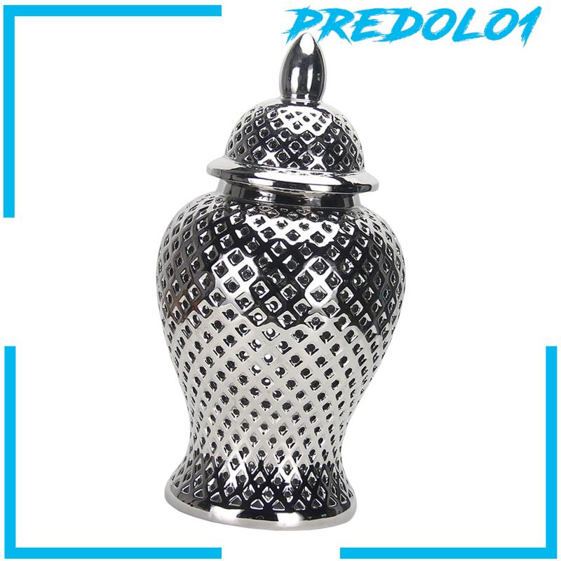 [Predolo1] Keramik Hollow Out Ginger Jar Glossy Tabletop Hias Porcelain Jar