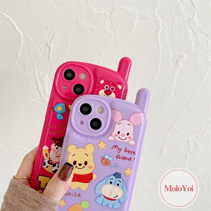 IPHONE Casing Case Winne The Pooh Kreatif Toy Story Kompatibel Untuk Iphone11 14 13 12 Pro Max7 8 Plus XR X XS MAX Kepribadian Retro Bentuk Ponsel Seluler Soft Cover